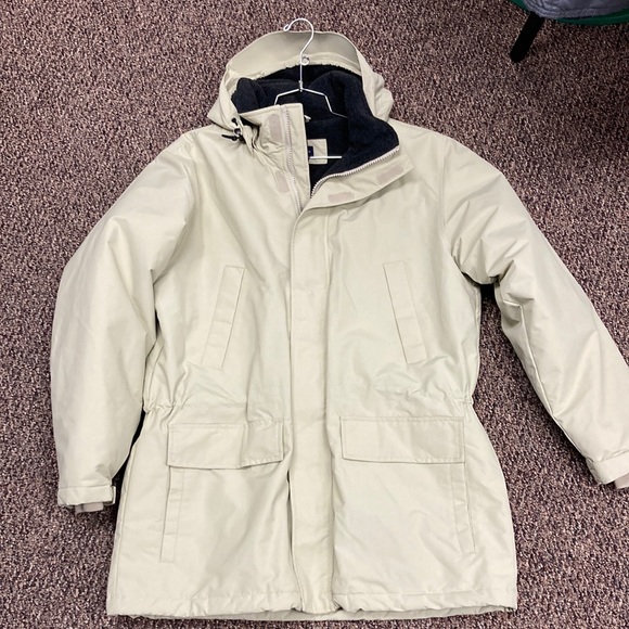 Lands End Men's Coat size Large 42-44 EUC Polartec cream color - Picture 1 of 7